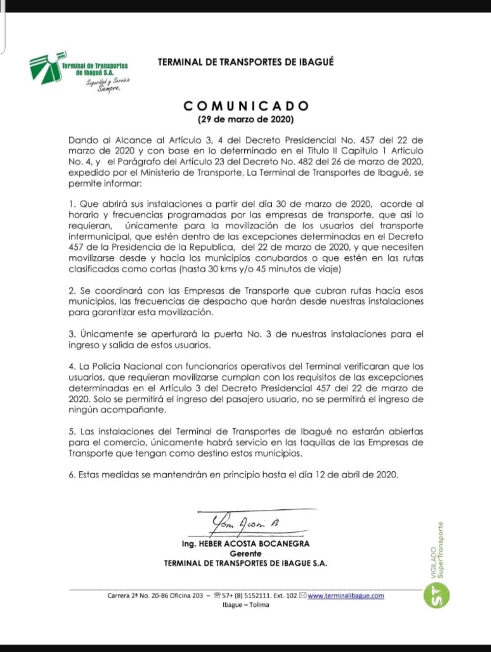 comunicado terminal