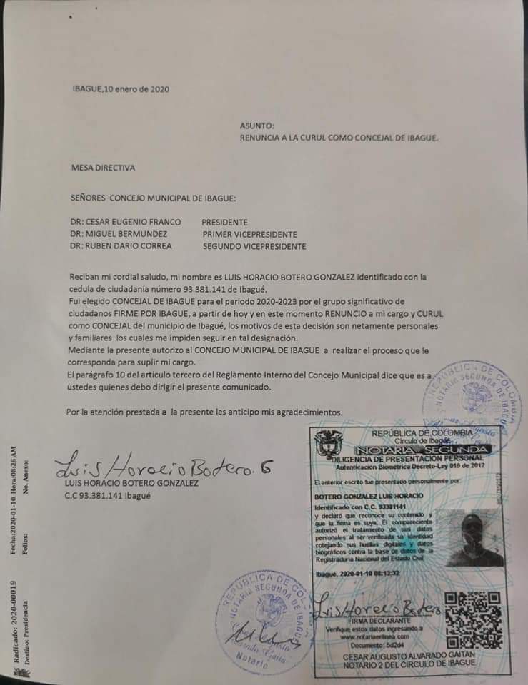 carta renuncia