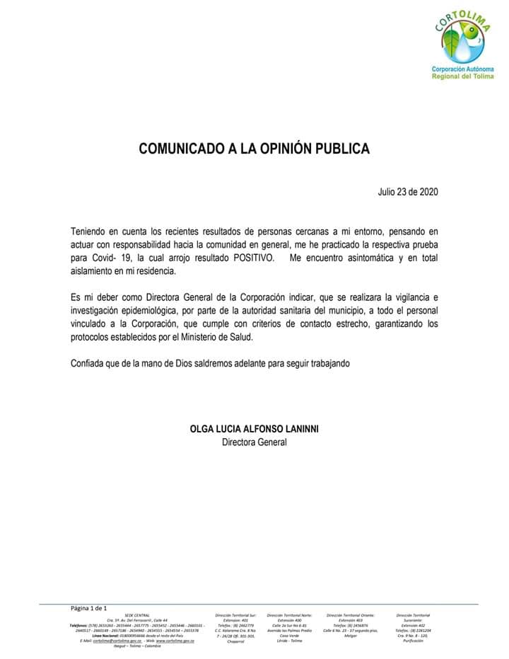 comunicado crtolima covid