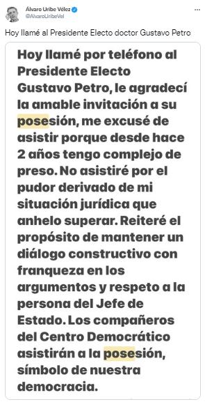 uribe posesion