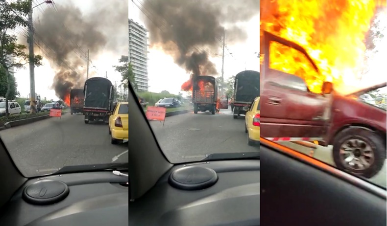 Carro en llamas