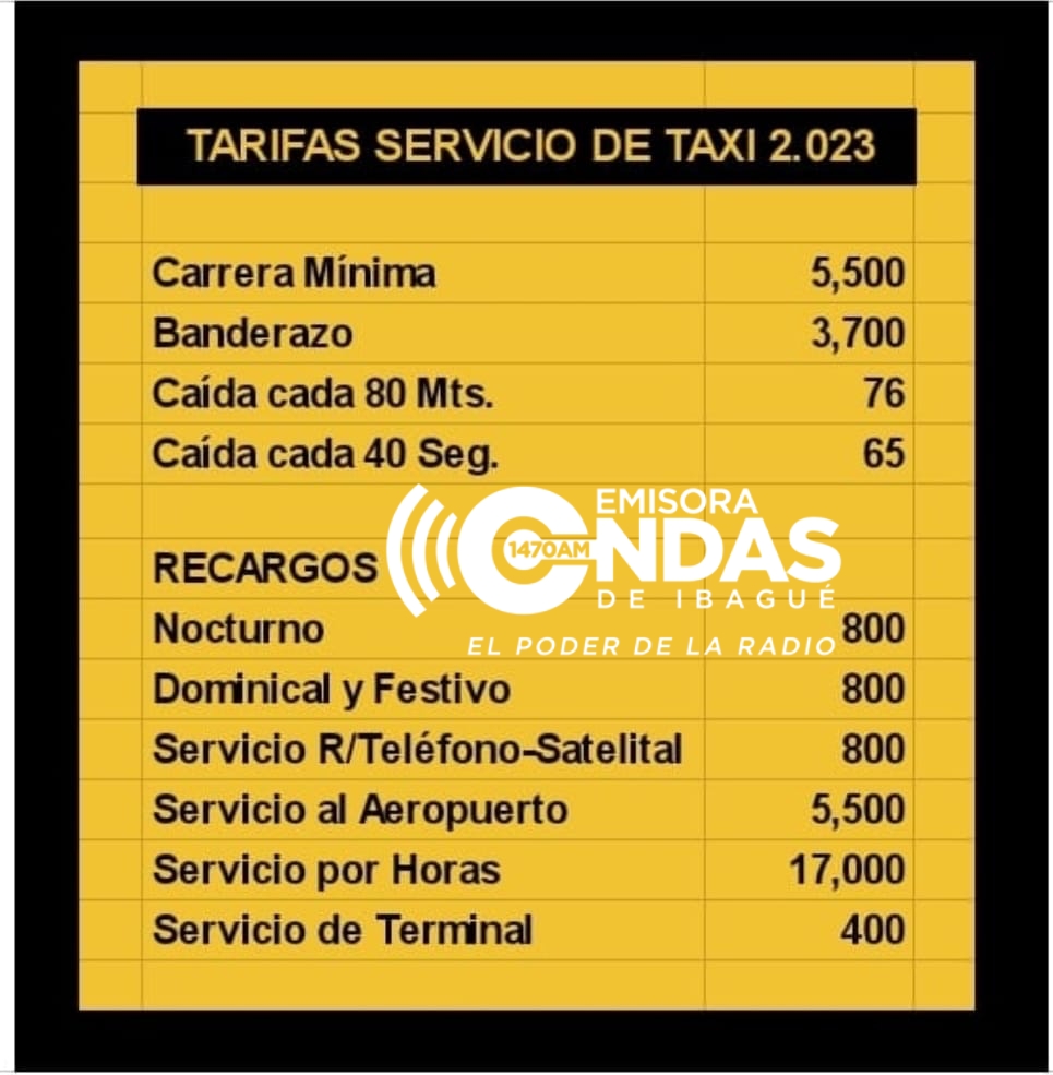 taxi tarifas