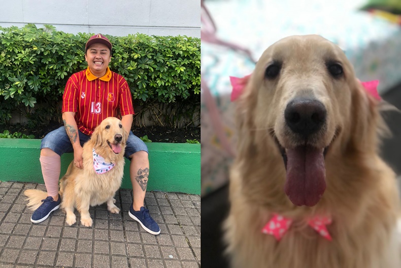 feliz con su mascota