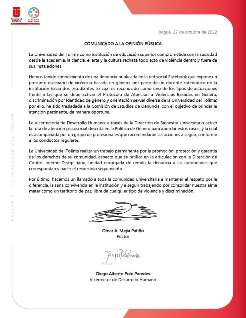 Comunicado UT