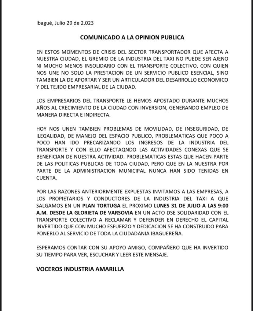 El comunicado
